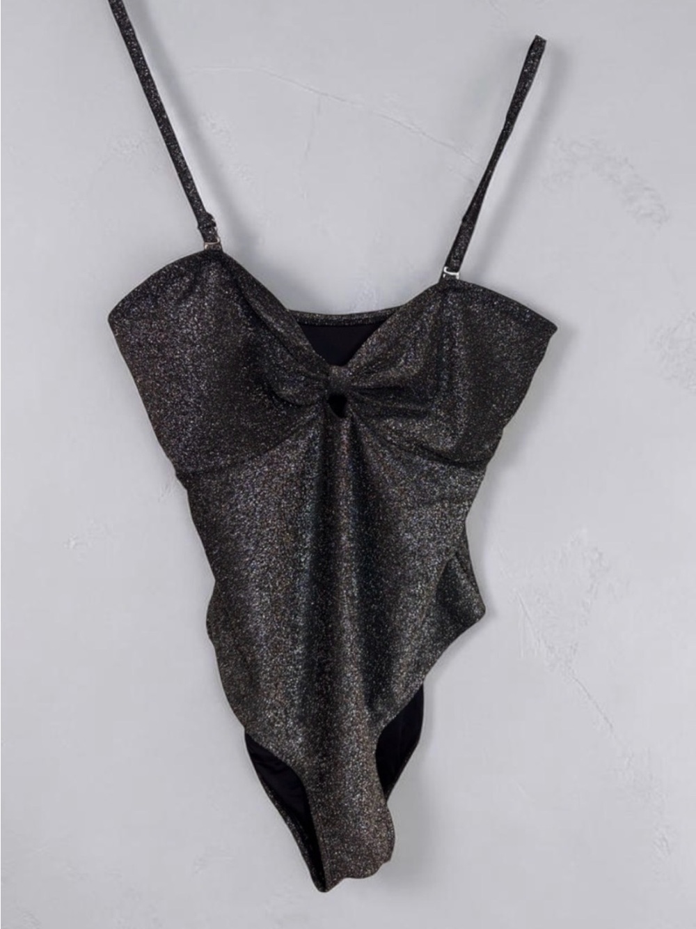 Betsey Johnson Black Metallic One-Piece Swim